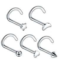 5pcslot stainless steel nose studs hook piercing punk style multiple types septum in the nose piercing body jewelry wholesale