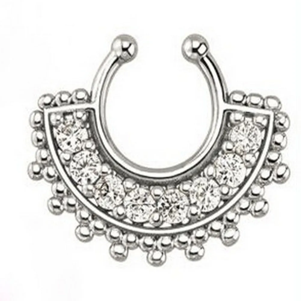 

1Pc 10mm Zircon Fake Septum Piercing Nose Ring Hoop nose For Girl Men Faux Body Clip Rings non Body Jewelry Non-Pierced