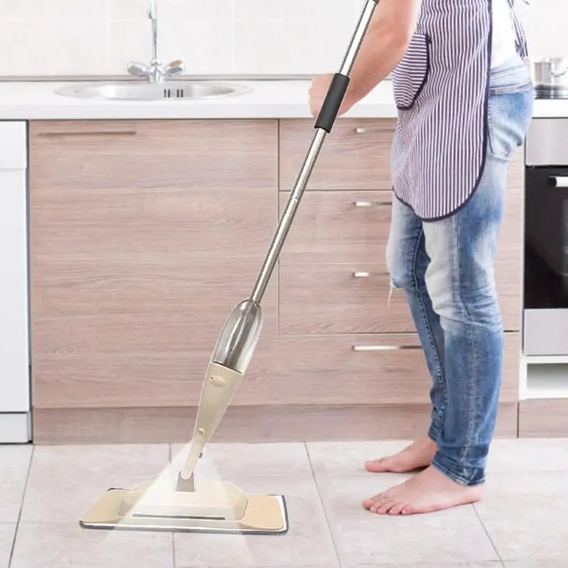 

360 Degree Spray Floor Mop with 2 Fiber Pads for Home Tiles Floor Cleaning