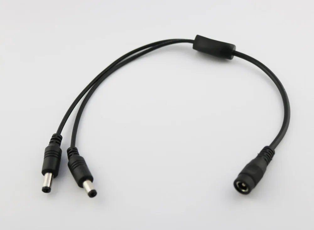 

CCTV DC Power Plug 1 Female Jack To 2 Male Cable Splitter 5.5mm x 2.5mm Adapter 30cm