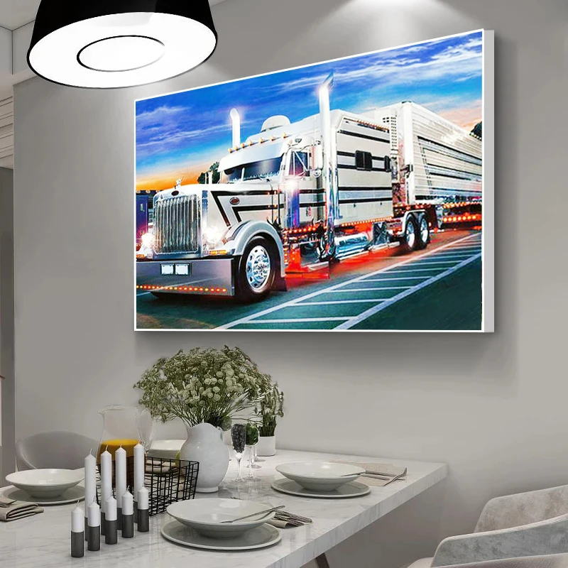 Алмазная 5D живопись полная мозаика с большим грузовиком распродажа круглые