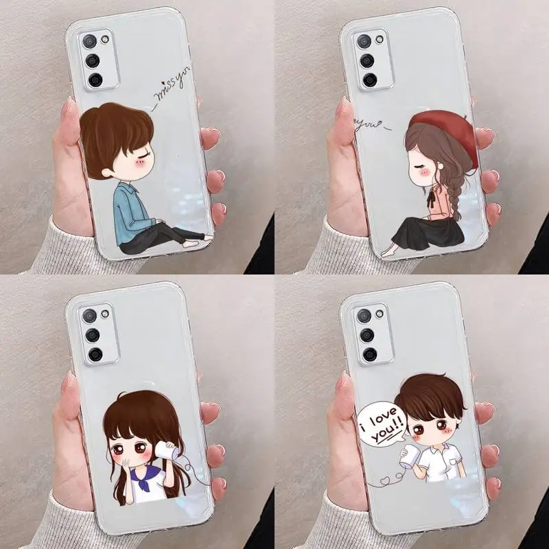 

Cartoon couple BFF Phone Case Transparent For oppo RENO A 1 2 3 4 5 7 8 Z 2Z SE ACE PRO moible bag