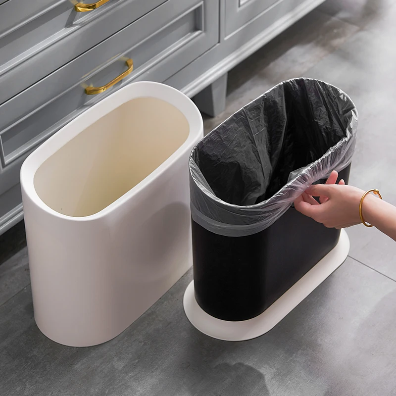 Мусорное ведро для туалета в гостиную пластиковое с прорезями овальное