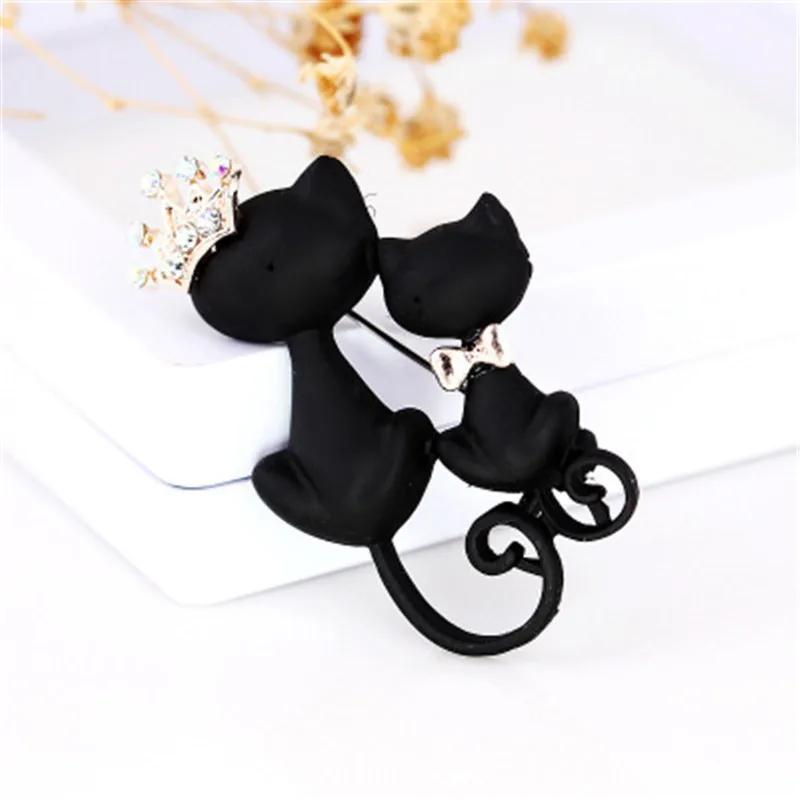 1 шт. загадочная и Элегантная черная брошь с котом украшает Черный кот свитер
