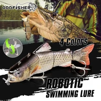 robotic swimming lures fishing auto electric lure bait wobblers for 4 segement swimbait usb rechargeable flashing led light