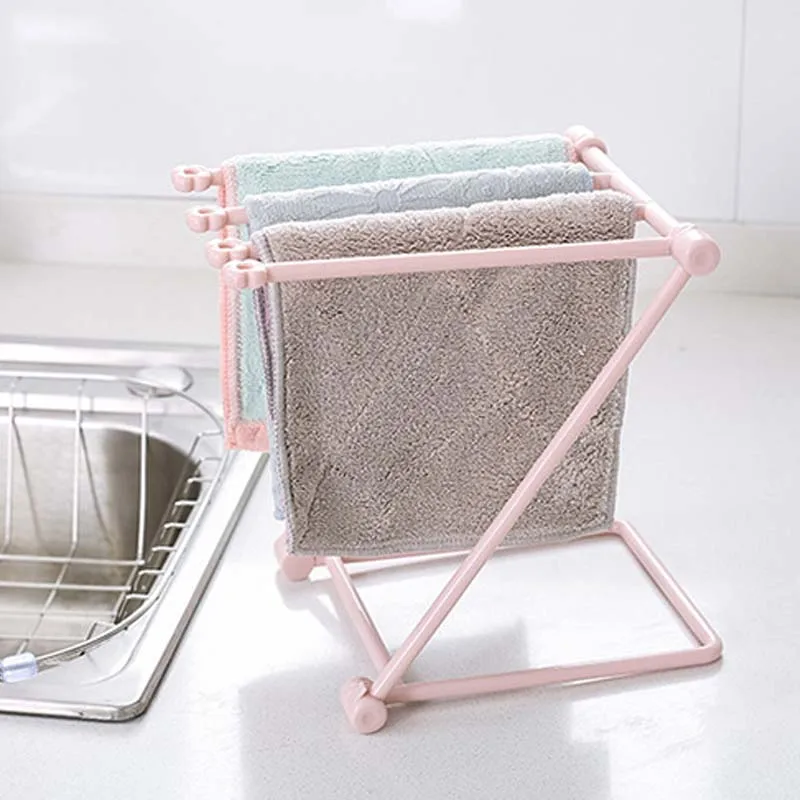 Пластиковая вешалка для хранения полотенец кухонный органайзер посуды складной