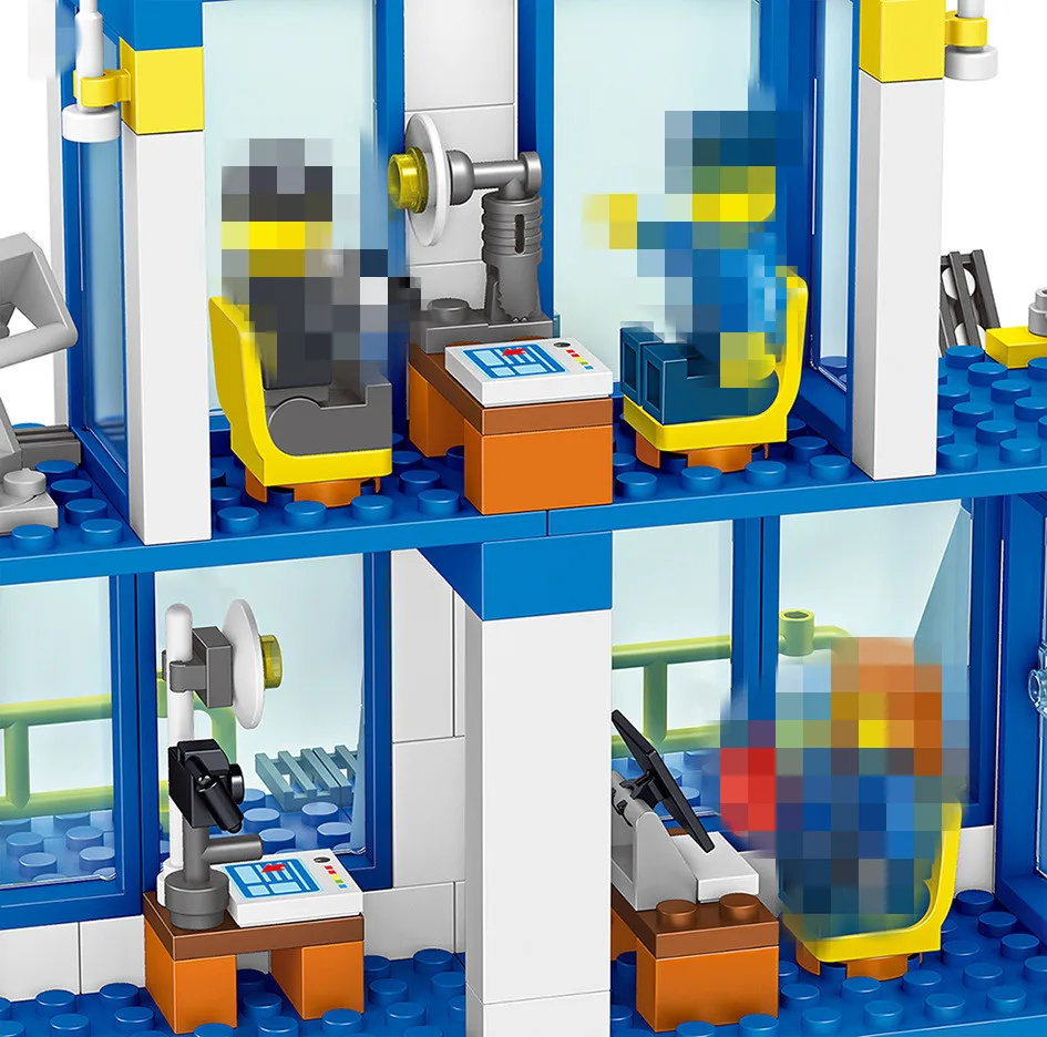 Городской полицейский набор строительных блоков мотоцикл автомобиль вертолет