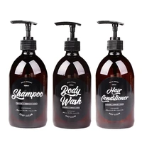 Set Soap Dispenser for Shampoo Body Wash Hair Conditioner Bathroom 500ml Washing Set Brown Plastic Storage Bottles