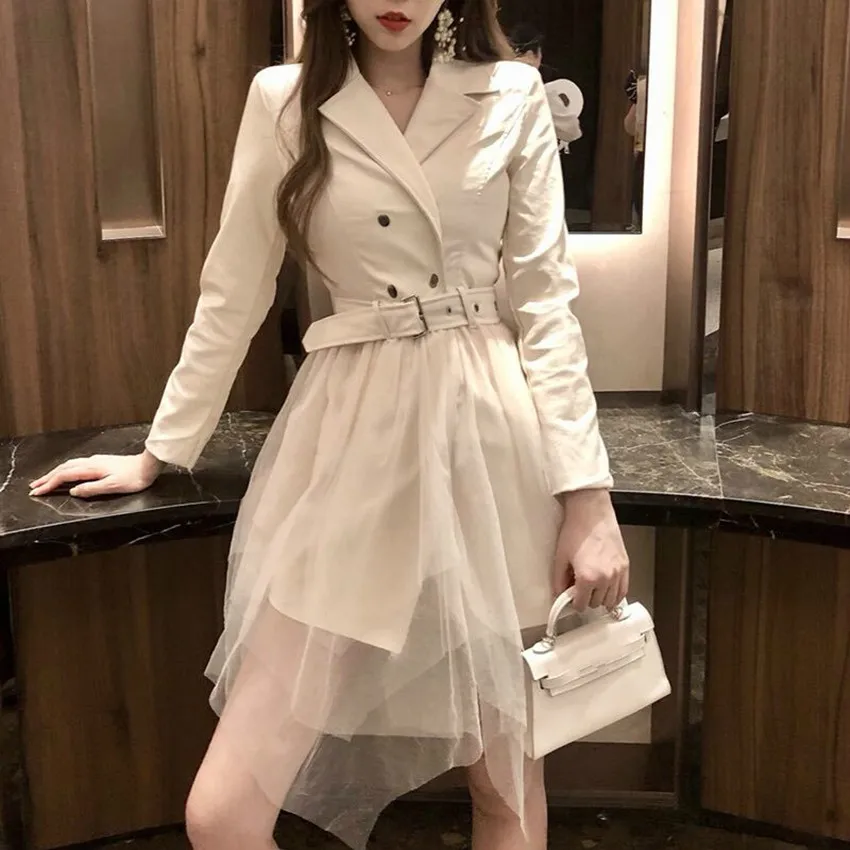 Joinyouth элегантное платье из искусственной кожи в стиле пэчворк с длинным рукавом