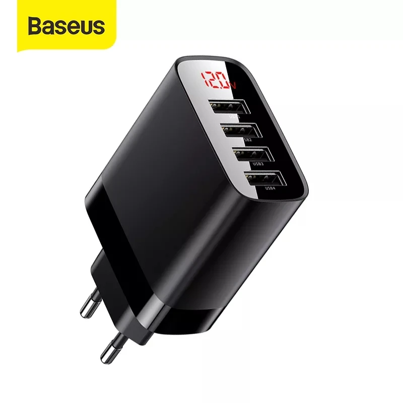 Baseus USB зарядное устройство 6A быстрое ЕС для iPhone11 Max 4 порта Samsung S10 мобильный