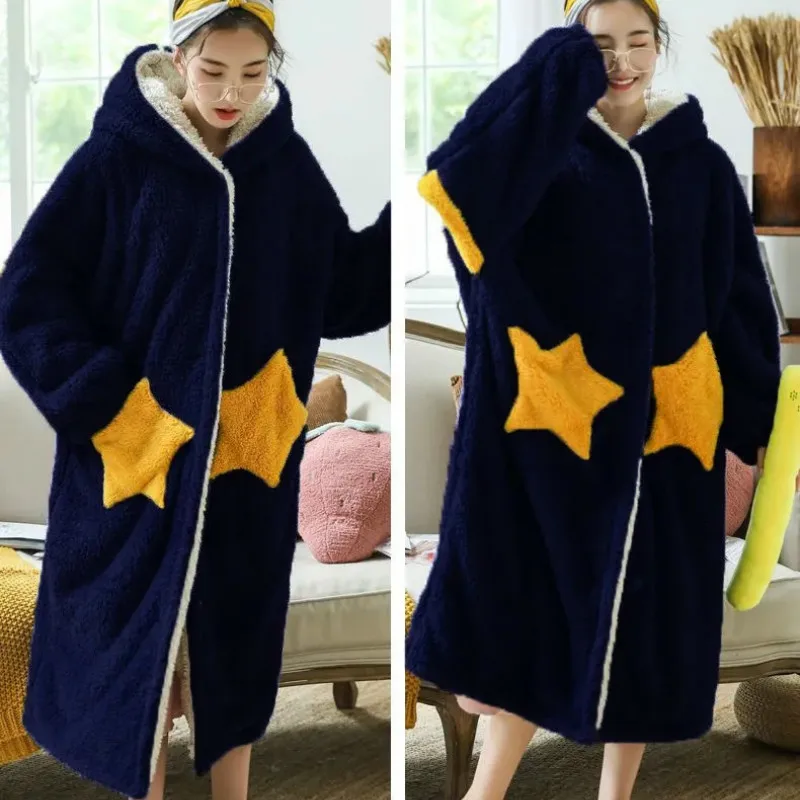 Winter pajamas homewer Oversized Hoodie Sweatshirt Fleece Blanket with Sleeve  Jacket Women Hooded Coat Plush Giant TV  Women