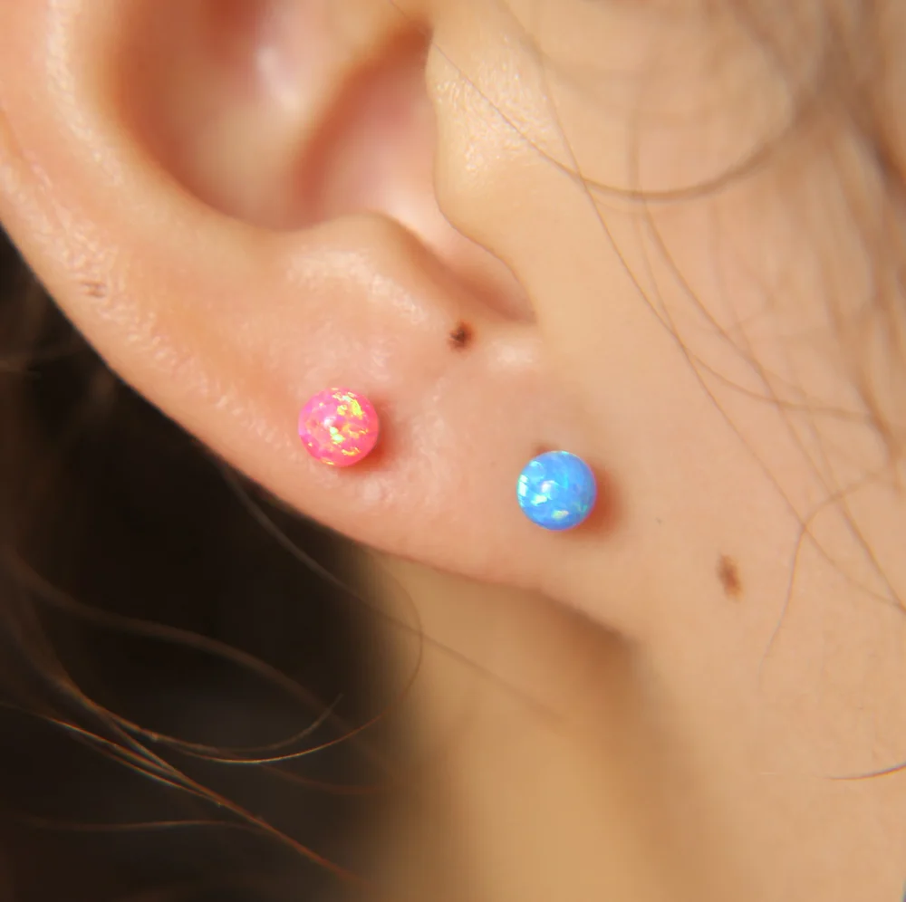 Серьги гвоздики различных цветов с опалом цвета ААА +|stone earrings|925 sterling925 sterling silver stud