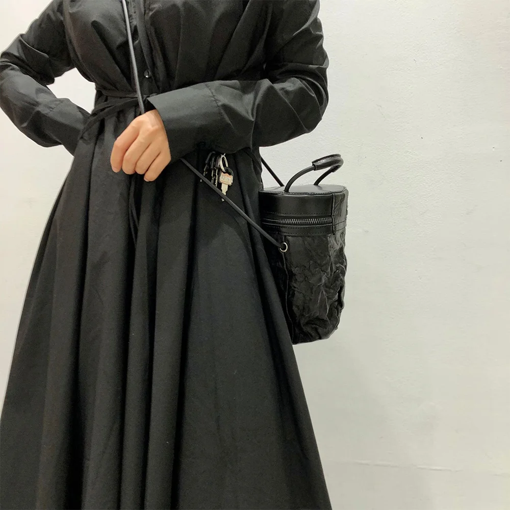 

Women's Leather Bag Cross-Body First Layer Sheepskin One-Shoulder Handbag Ladies Wrinkle Diablo Mori Fashion 2021 Small Bag PM59