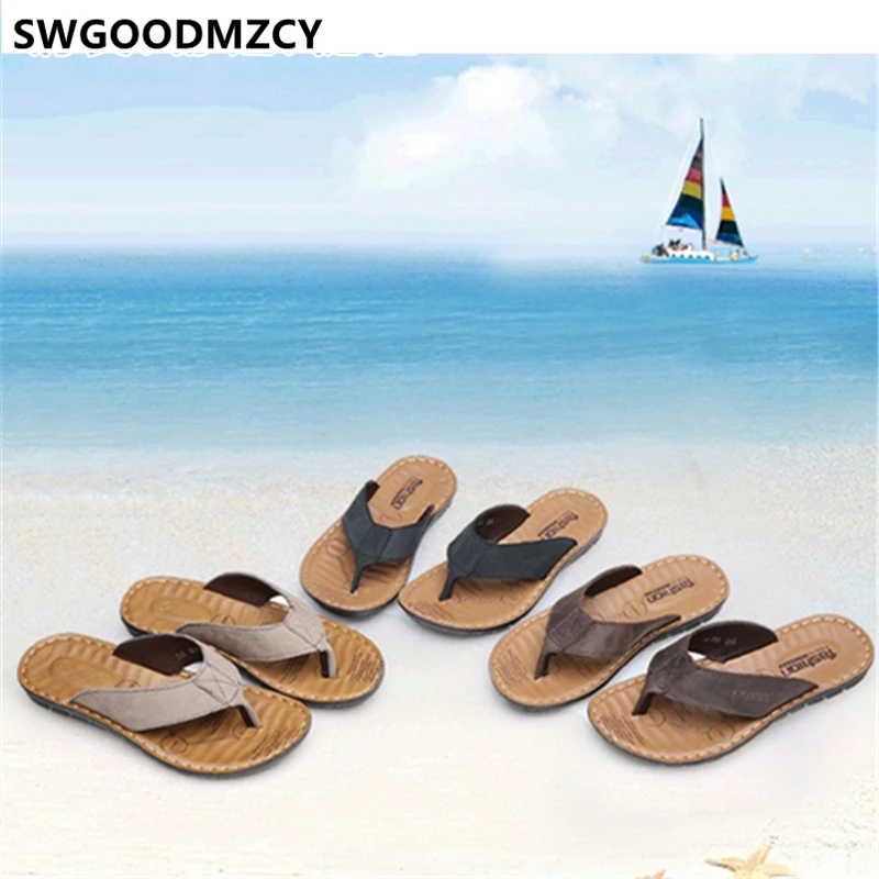 Мужские шлепанцы кожаные для улицы спортивная обувь Мужская Летняя пляжные