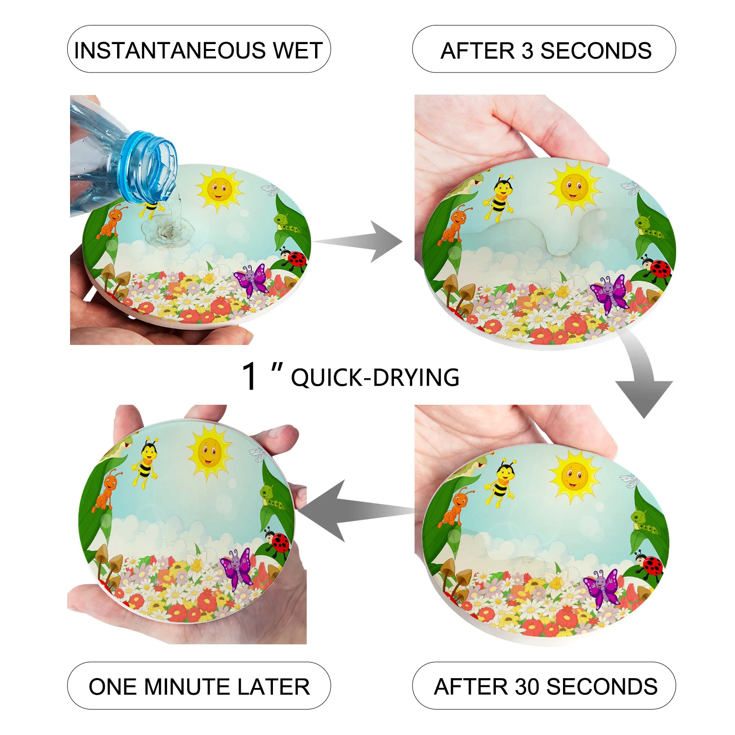 Пчела солнце Стрекоза Улитка животные цветы грибы столовые керамические