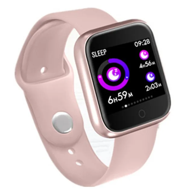 Pink silica Smart Watch Women Smartwatch Heart Rate Monitor T80 Fitness Tracker Bracelet Waterproof Sport Wristband for Android ios pk P70 - Color: Pink silica