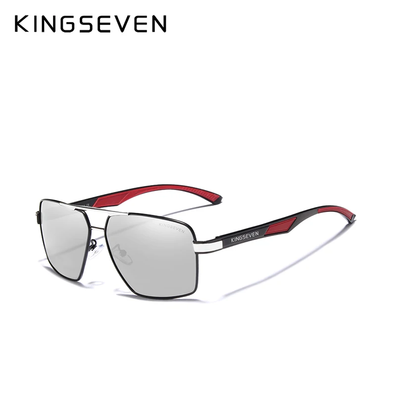 KINGSEVEN бренд, дизайнерские мужские очки, поляризационные солнцезащитные очки с зеркальным покрытием, мужские очки, аксессуары для мужчин - Цвет линз: Mirror Silver