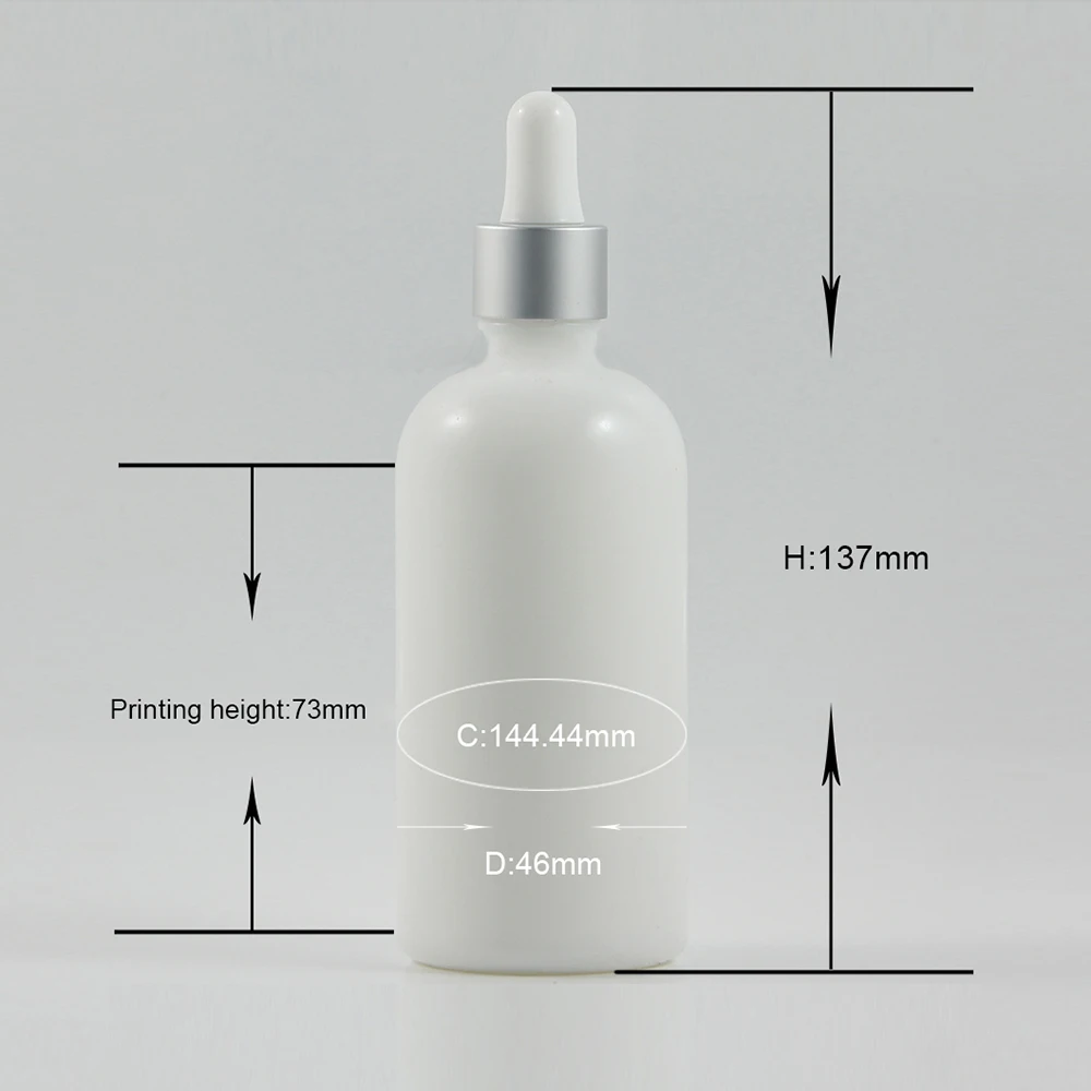 Large Capacity 100ml White Glass Dropper Massage Oil Bottle