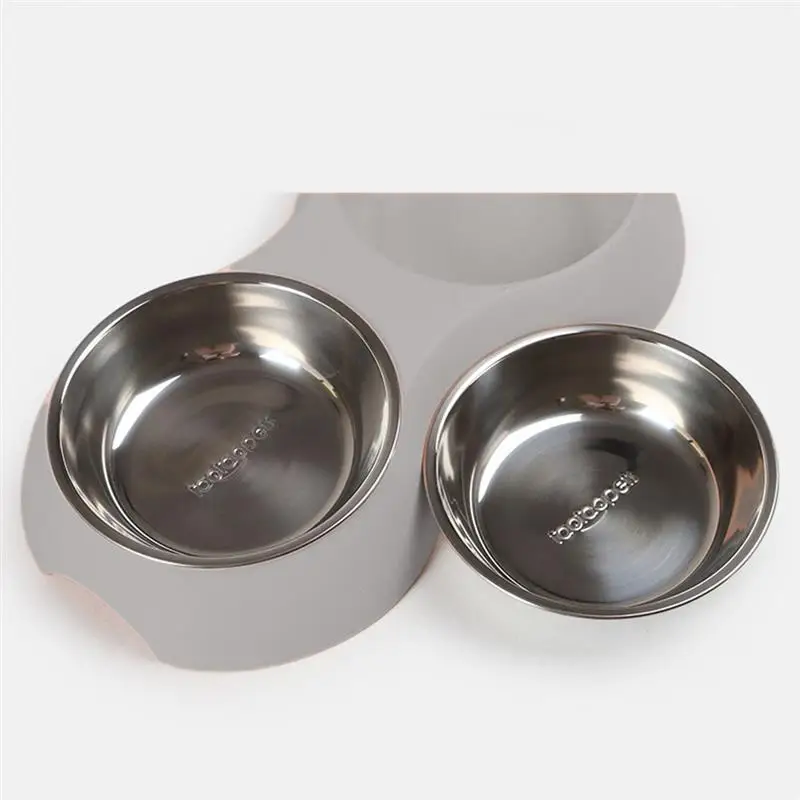 

Pet Bowl Antiskid Double-bowl Design Pet Feeder Bowl Pet Food Bowl for Dogs Cats