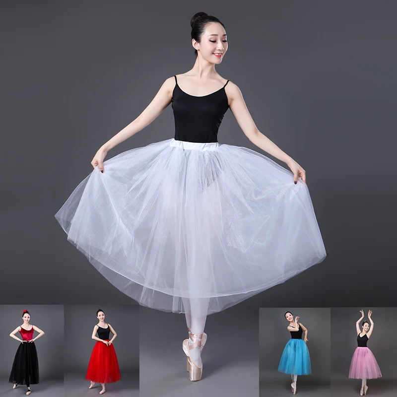 

Adult tutu adult long skirt dance gauze net skirt practice gymnastics show dress skirt all size multicolor