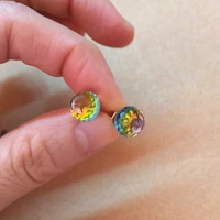 316 stainless steel needles stud earrings with crystal change colors balls no fade allergy free