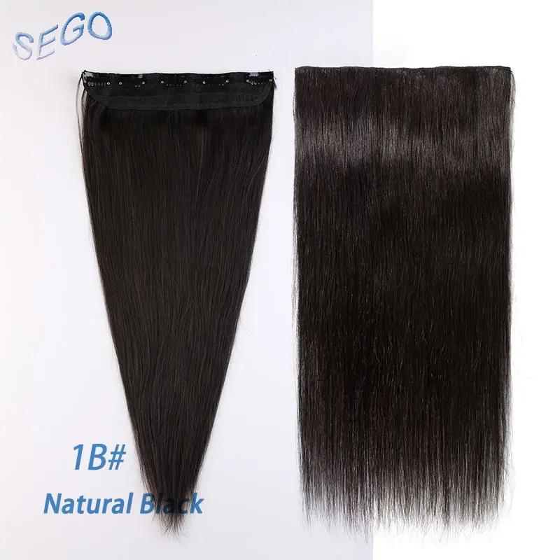 SEGO 1"-24" клип в одном куске настоящие человеческие волосы для наращивания 1 p/w 5 клипов не Реми кусок прямые индийские волосы 40 г-60 г