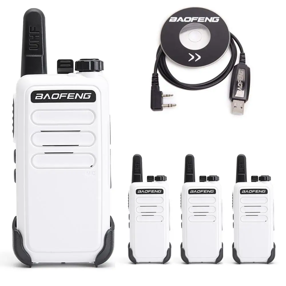 4pcs white 4 шт. Baofeng BF-C9 портативная мини-рация VOX зарядка USB BF-888S двухсторонняя радиостанция отель с Usb кабель для программирования - Цвет: 4pcs white