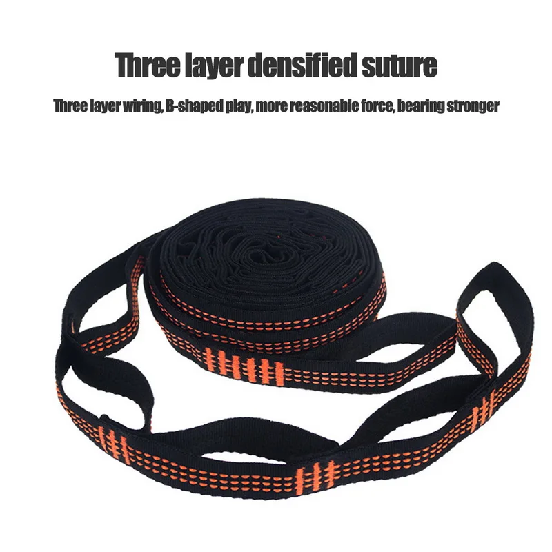 

Sfit 2pcs/set Hammock Straps Special Reinforced Polyester Strips 5 Heavy Duty Rings Spiked Black Outdoor Camping Hammock Straps