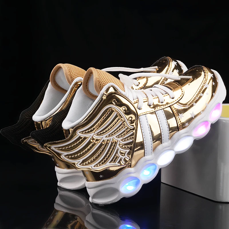 

Kids Shoes Children Sneakers Fashion Wing USB Charge LED Glowing Girls Shoes Flashing Light Luminous Boy Sneakers Tenis Infantil