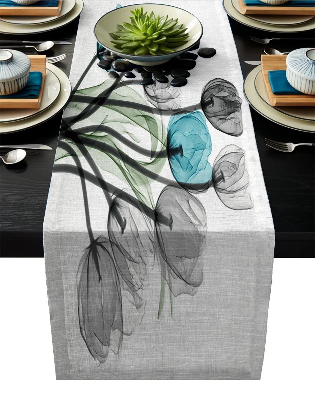 Бирюзовый цветок тюльпана современные скатерти подставки для кружек Свадебная