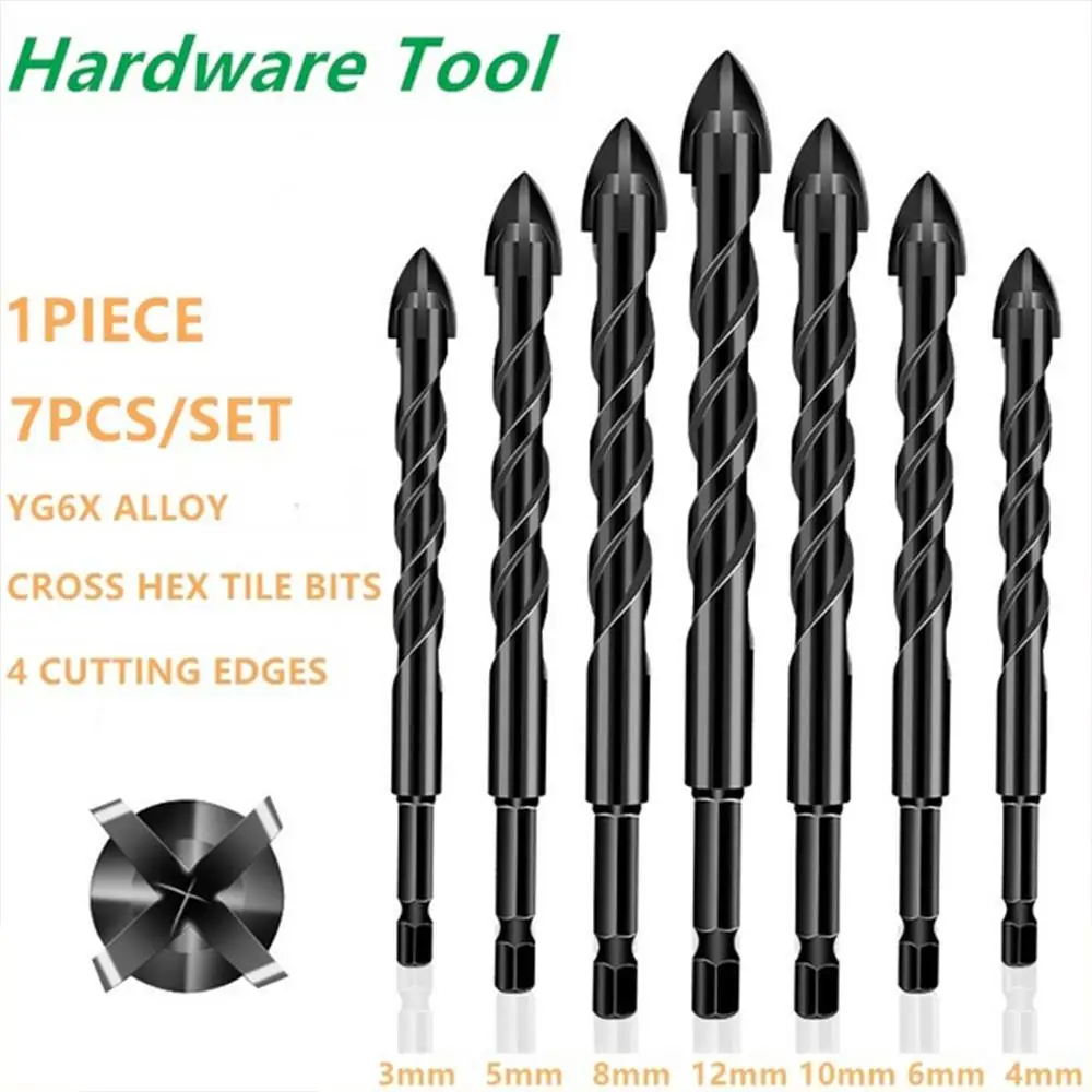 

Durable Alloy Center Drill Cross Hex Tile Bits Carpentry Diamond Hole Saw Electrical Accessories Practical Black Twist Drill