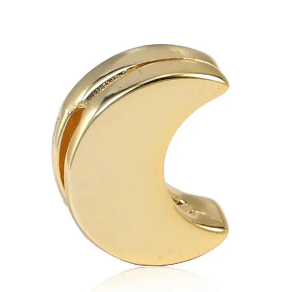 

Подлинные подвески, рефлексоры, золотая луна, зажим, стопор, бусины с замком, подходит для женского браслета pandora, Diy ювелирные изделия