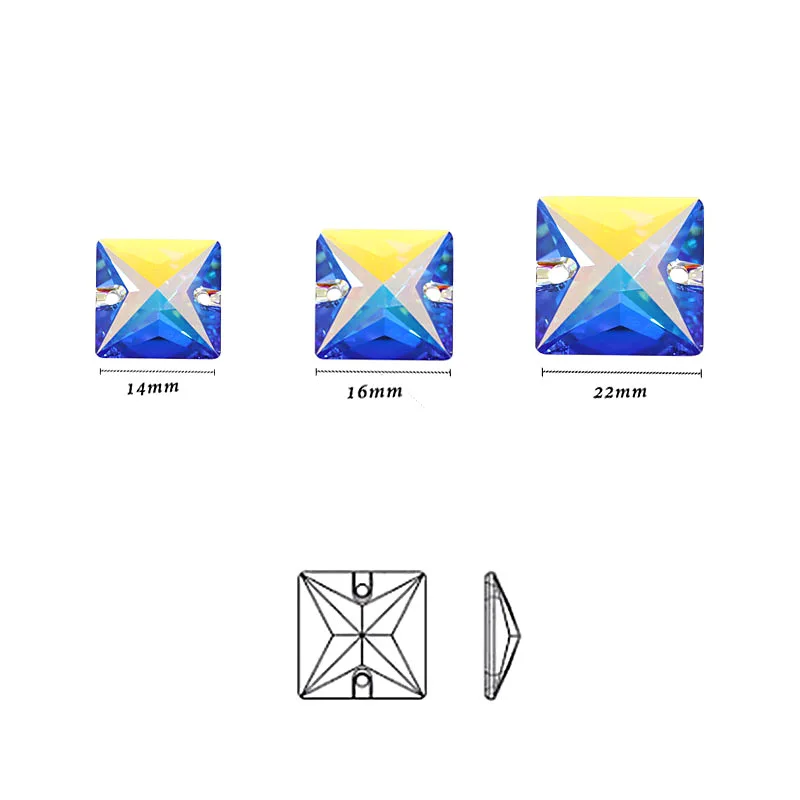 Высококачественные Кристальные квадратные камни всех размеров 3240 AB для шитья с