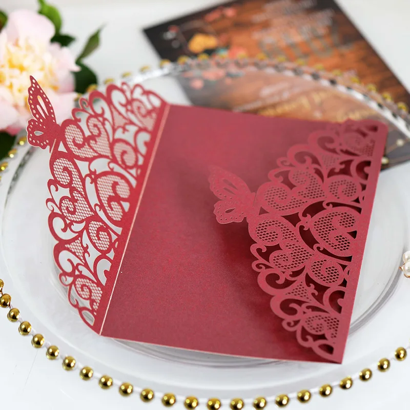 100 шт. свадебные пригласительные открытки лазерной резки элегантные кружевные