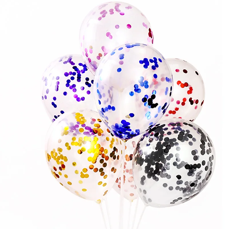 5 шт./Globo de confeti plateado 12 pulgadas Globo latex Banco rosa romantico plata fiesta cumpleañ|Воздушные шары и