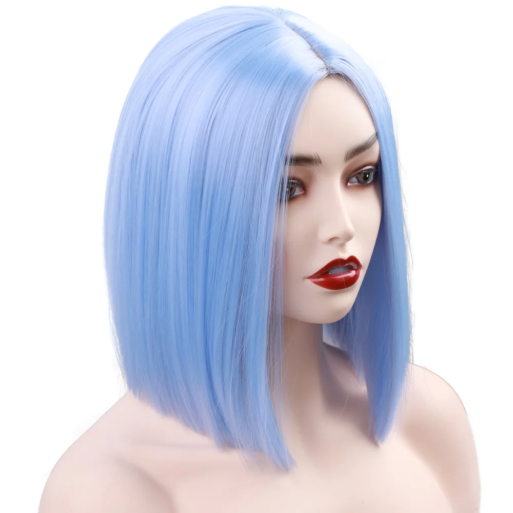 Синтетический прямой женский парик 10 дюймов высокотемпературный небесно