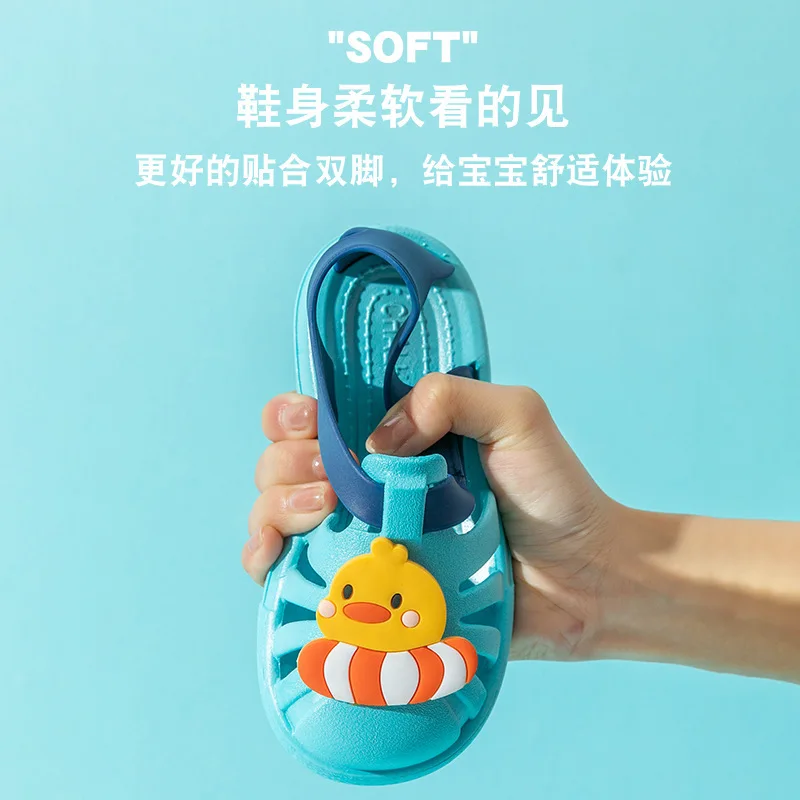 

Children's Sandals 2021 Summer New Cute Cartoon Unicorn Dinosaur Magic Stickers Boys And Girls Children's Slippers