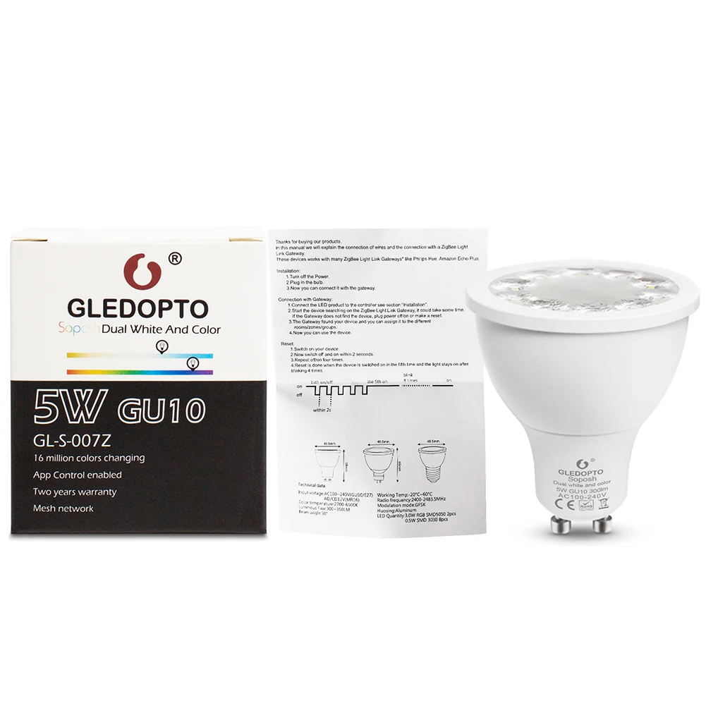 

G OPTO 30 5 Zigbee GU10 RGB + CCT