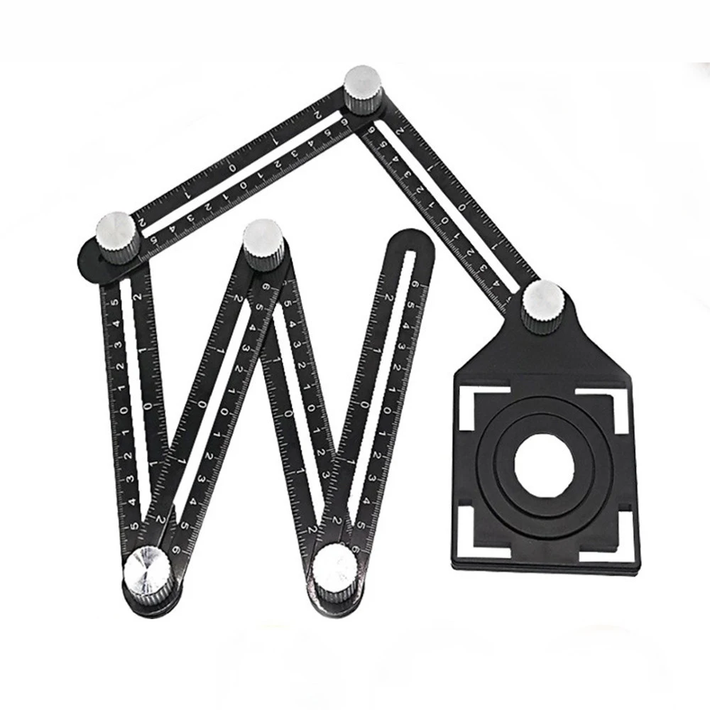 

Adjustable Ceramic Tile Hole Locator 6 Folding Multiple Angle Ruler Drill Guide Openings Locator