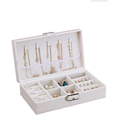 

2021 New Double-Layer Velvet Jewelry Box European Jewelry Storage Box Large Space Jewelry Holder Gift Box jewlery box