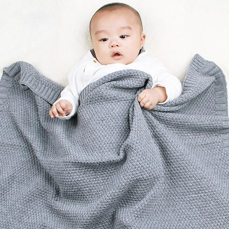 Новинка 2020 однотонное вязаное одеяло для маленьких мальчиков и девочек