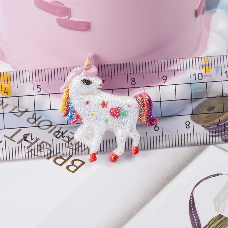 Миниатюрные блестящие ювелирные изделия из смолы с единорогом для рукоделия