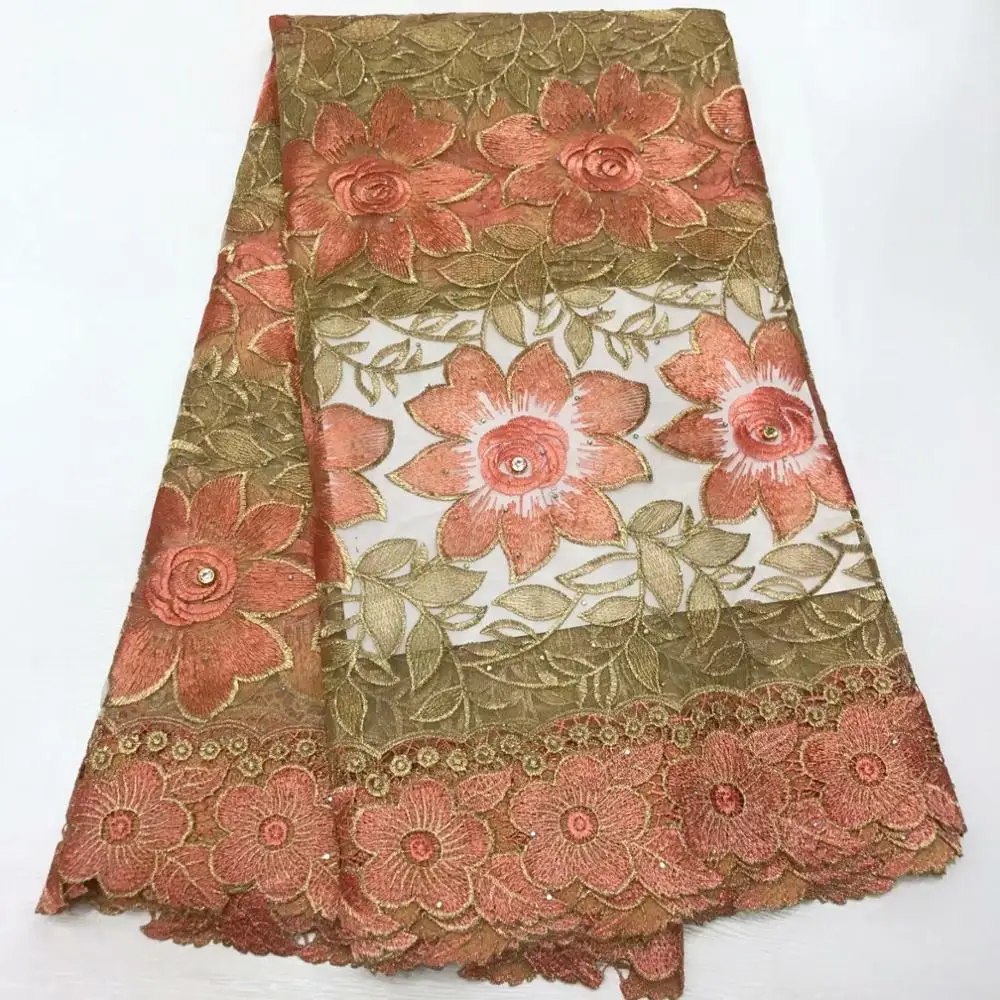 Синее и Золотое кружево африканский тюль кружевная ткань нигерийский гипюр с