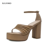 2021 new european and american waterproof platform thick heel sandals high heels womens shoes leather luxury shoes women sandals