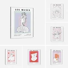 Статуя бюста греческой богини Les Muses, жемчужная оболочка, клетчатая Художественная печать, мягкая художественная абстрактная статуя Les Muses музейный плакат po