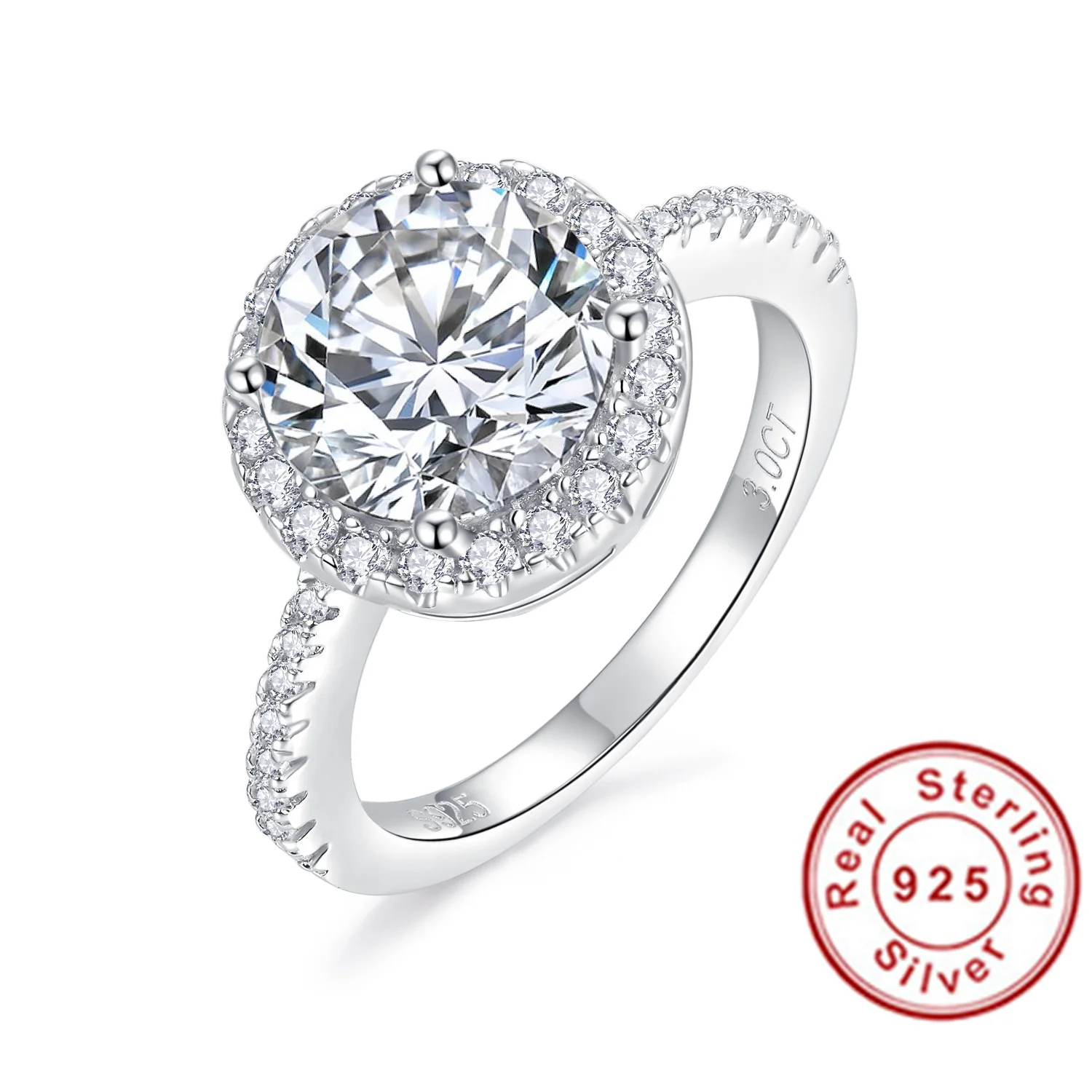 

Mossanite Rings 925 Silver 0.5 Carat to 3 Carat Excellent Cut D Color Pass Diamond Test Mossanite Party Luxury Jewelry Engagemen
