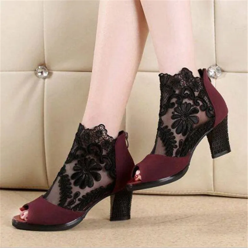 

Туфли-лодочки женские с открытым носком, пикантные сетчатые, высокий каблук, Европейская и американская мода, весна-лето 2020