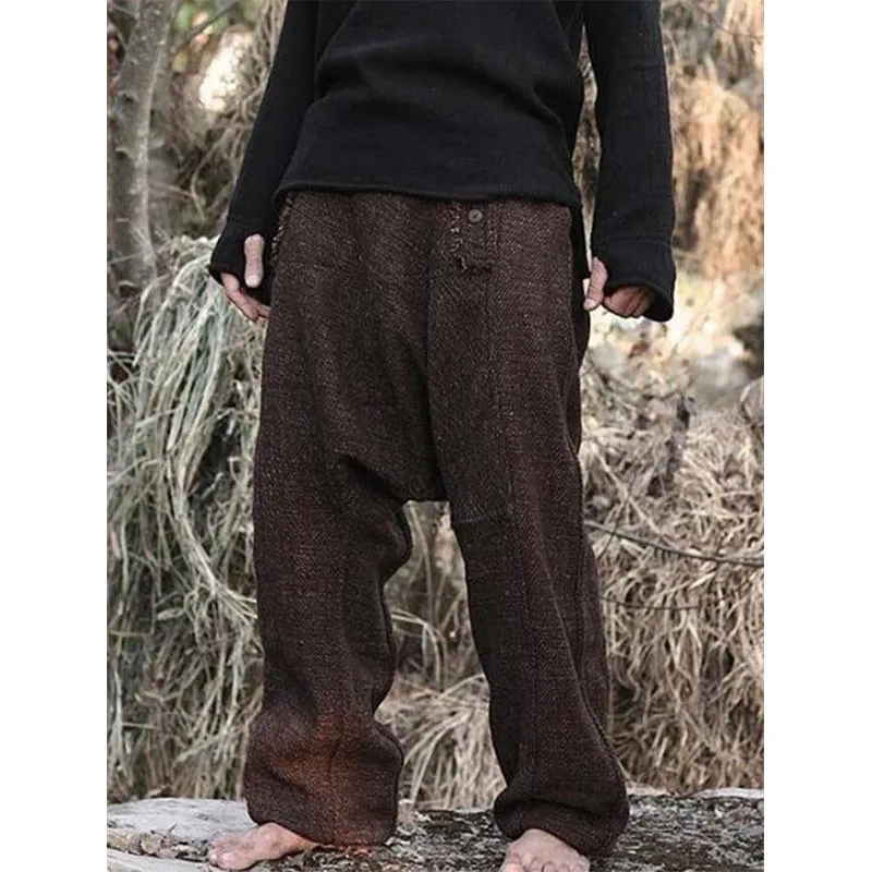 Брюки мужские свободные в средневековом стиле льняные хлопковые брюки-султанки