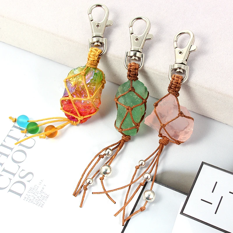 Натуральный каменный брелок веревка подвесная Пряжка автомобильный с