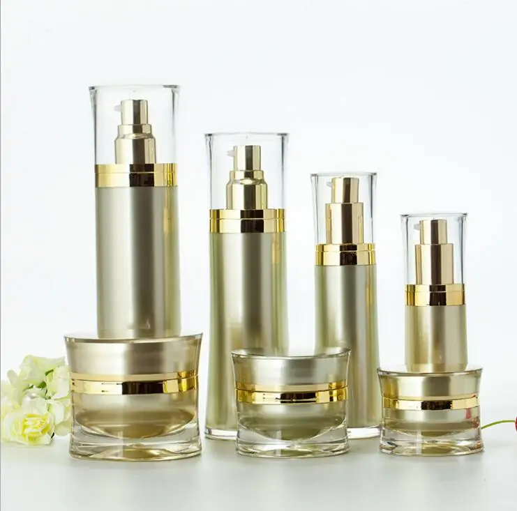 Акриловая банка для крема 50 г жемчужно белый/розовый/Золотой пластиковая ночного